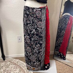 Vintage Grunge Boho 90s Requirements Patchwork Wrap Skirt